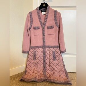 Chanel cashmere wool silk blend cardigan dress
